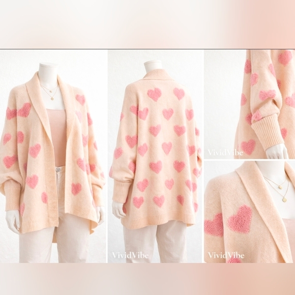 Anthroplogie X Textured Heart Knit Open Front Soft Luxe Cardigan Size Os NIP$240 - Picture 9 of 15